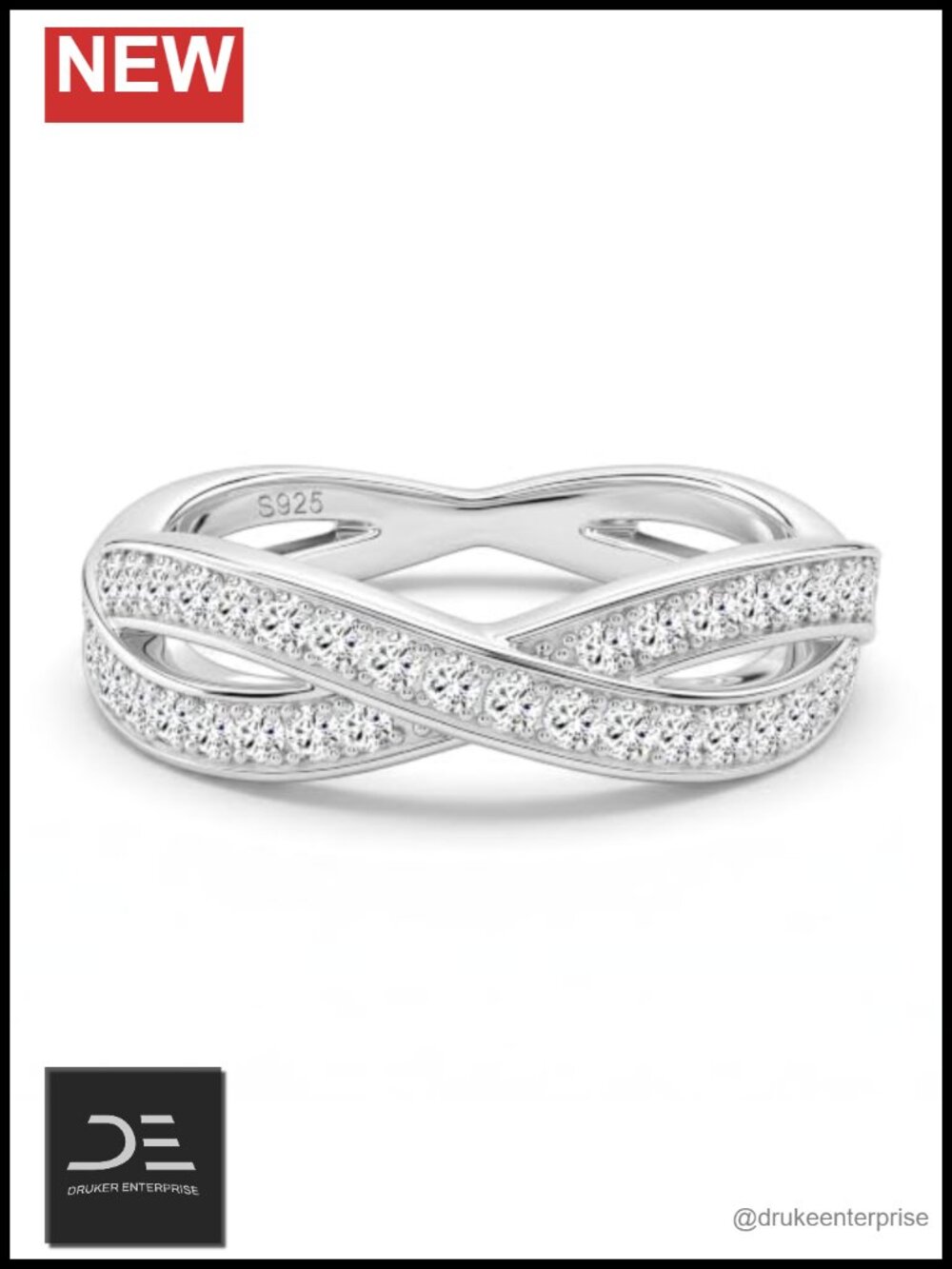 Moissanite Eternity Wedding Band Silver Infinity Ring